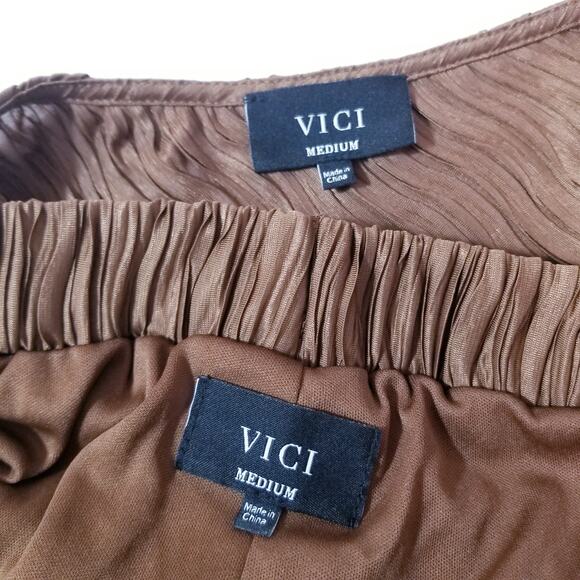 VICI Drift Away Textured One Shoulder Top and Pants Outfit Set Co-Ord Sets - Picture 2 of 14